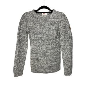 Fjällräven Övik Structure Sweater Women's XS Gray Knit 100% Wool Long Sleeve